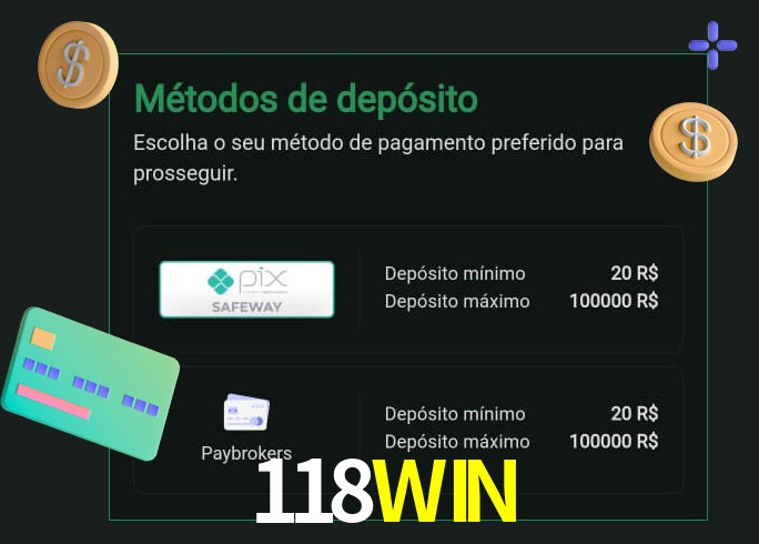 O cassino 118WIN oferece uma grande variedade de métodos de pagamento